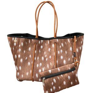 Deer Print Neoprene Tote Bag